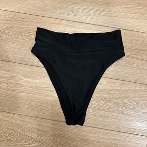 Black Aerie High-Cut High-Waist Bikini Bottoms